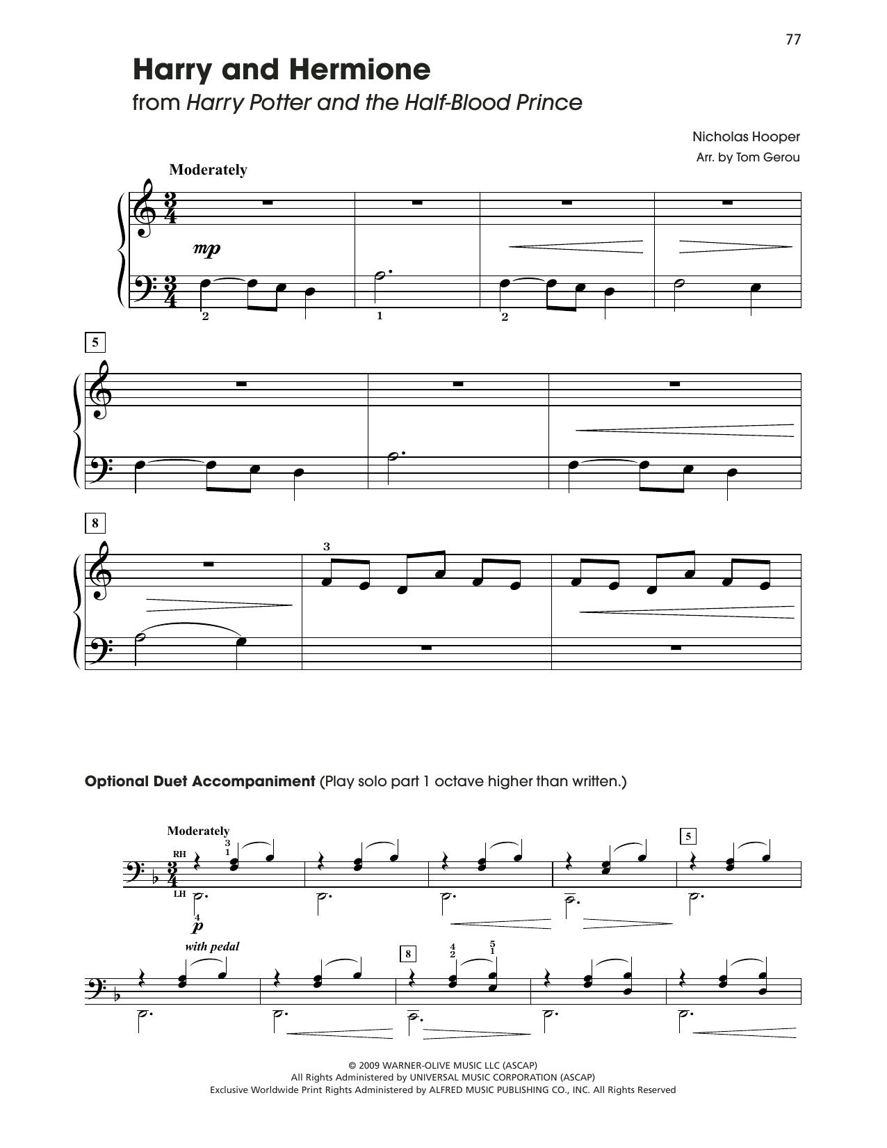 Download Nicholas Hooper Harry & Hermione (from Harry Potter) (a Sheet Music