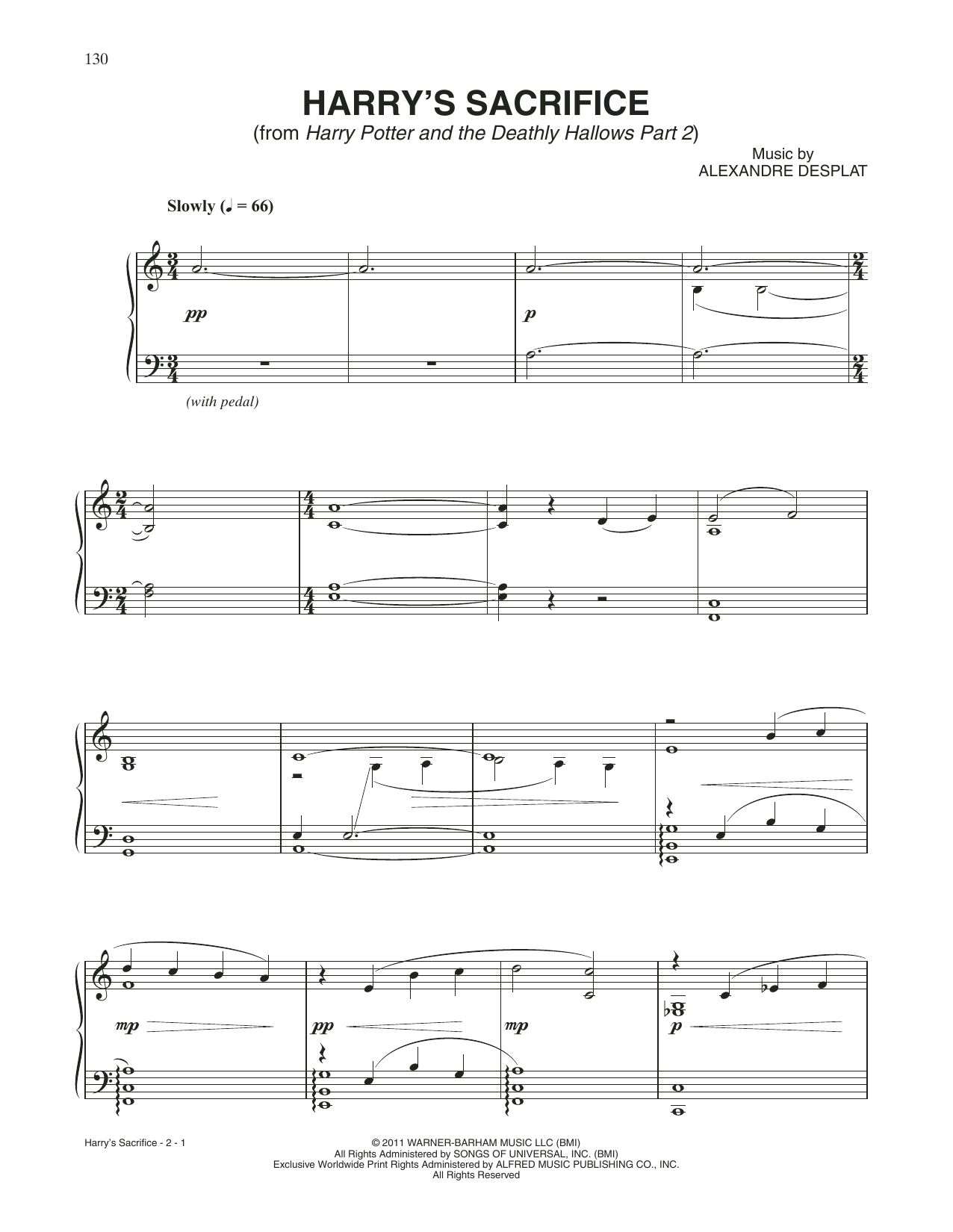Download Alexandre Desplat Harry's Sacrifice (from Harry Potter) Sheet Music