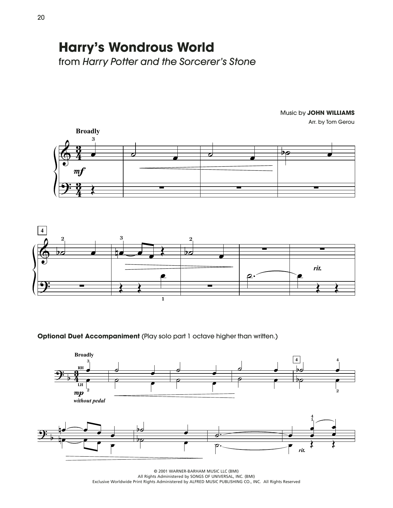Download John Williams Harry's Wondrous World (from Harry Pott Sheet Music
