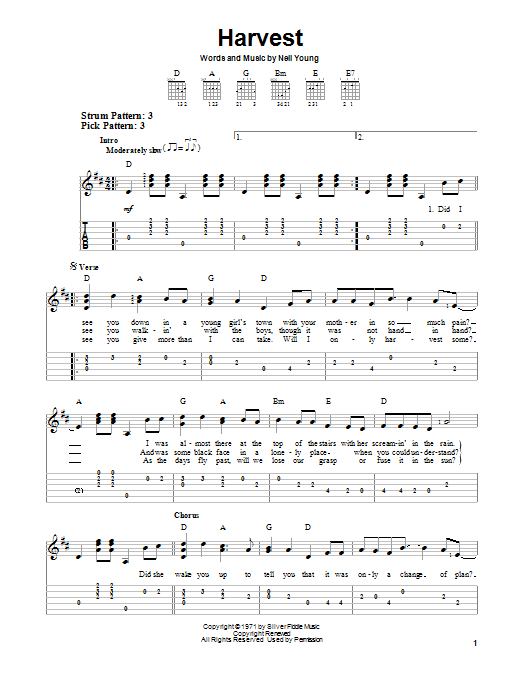 Download Neil Young Harvest Sheet Music