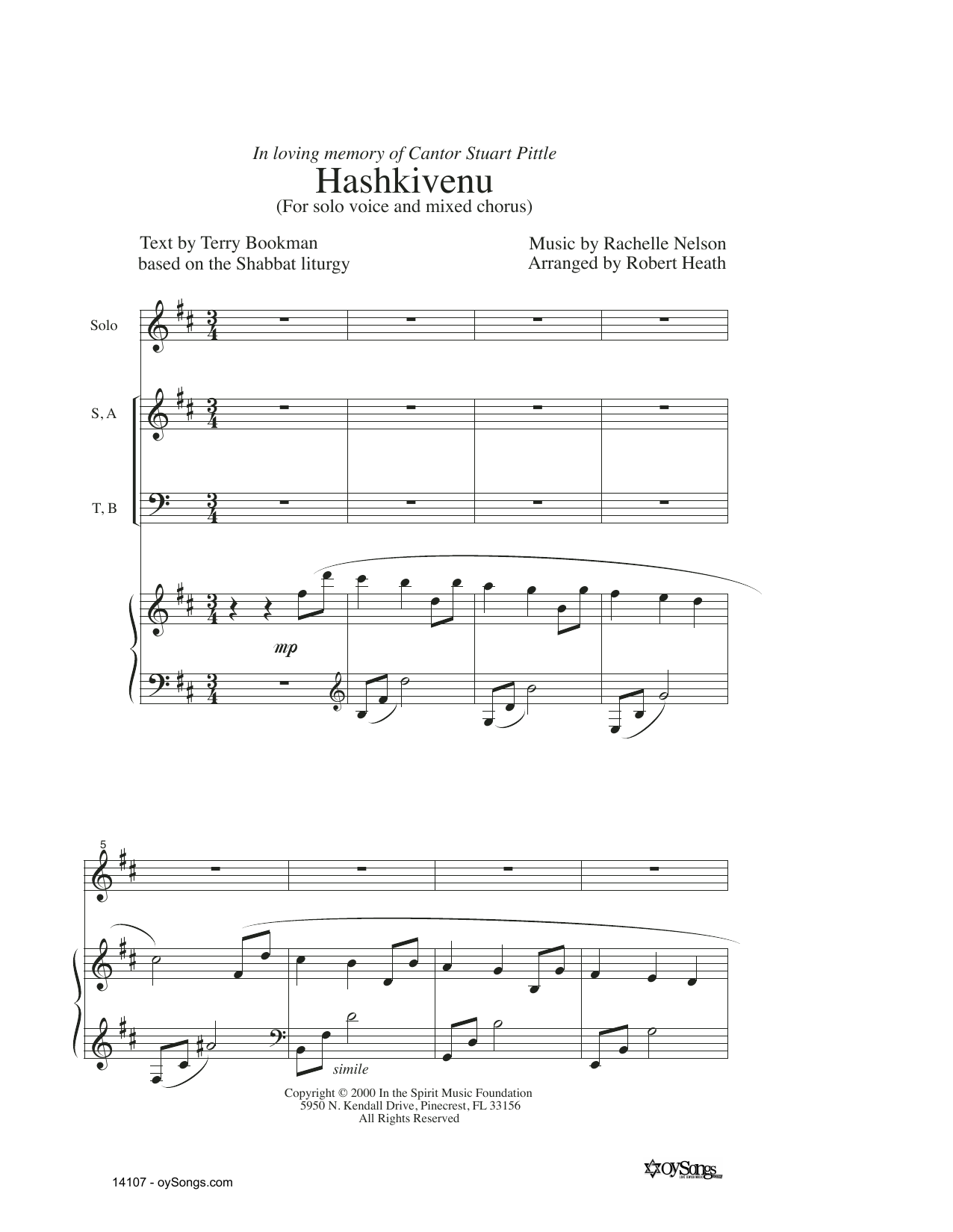 Download Rachelle Nelson Hashkivenu Sheet Music