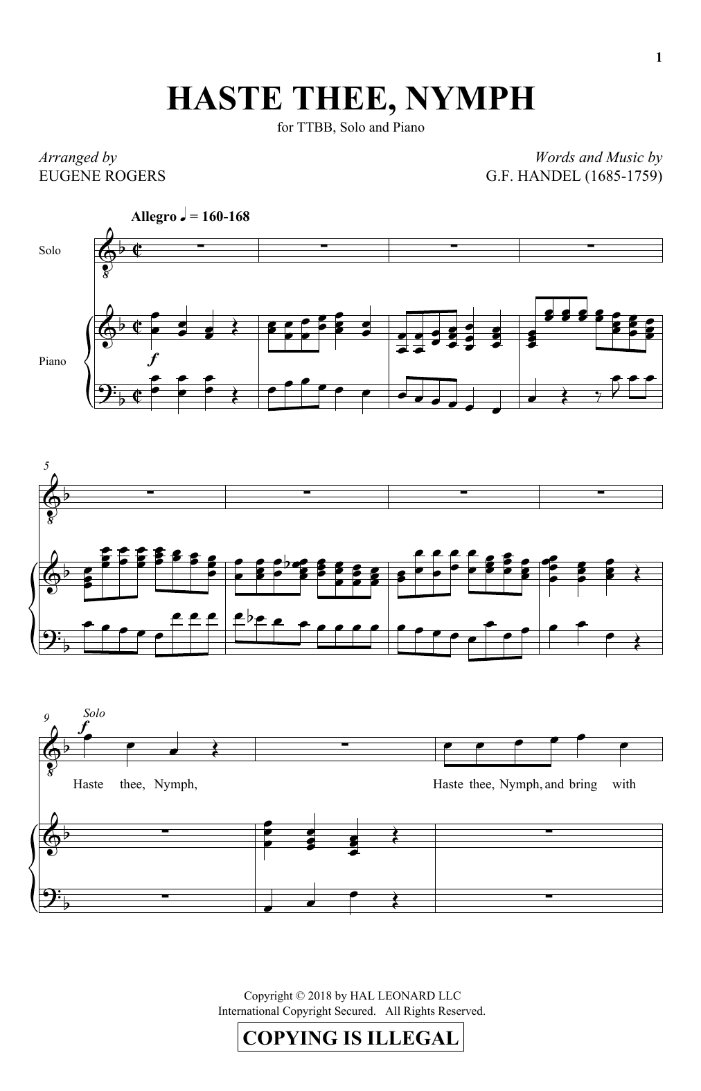 Download Eugene Rogers Haste Thee, Nymph Sheet Music