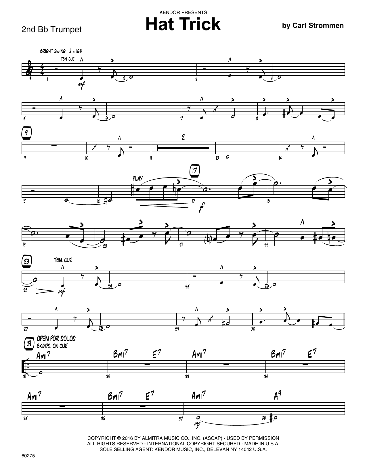Download Carl Strommen Hat Trick - 2nd Bb Trumpet Sheet Music