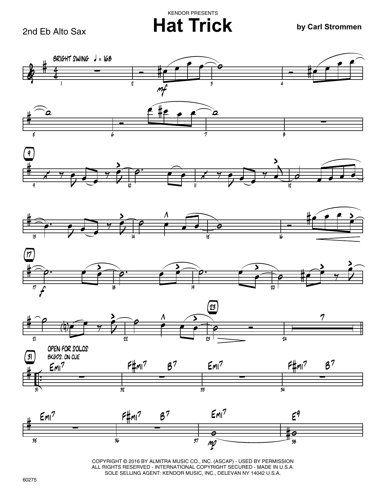 Download Carl Strommen Hat Trick - 2nd Eb Alto Saxophone Sheet Music