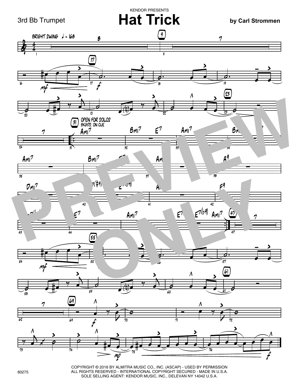 Download Carl Strommen Hat Trick - 3rd Bb Trumpet Sheet Music