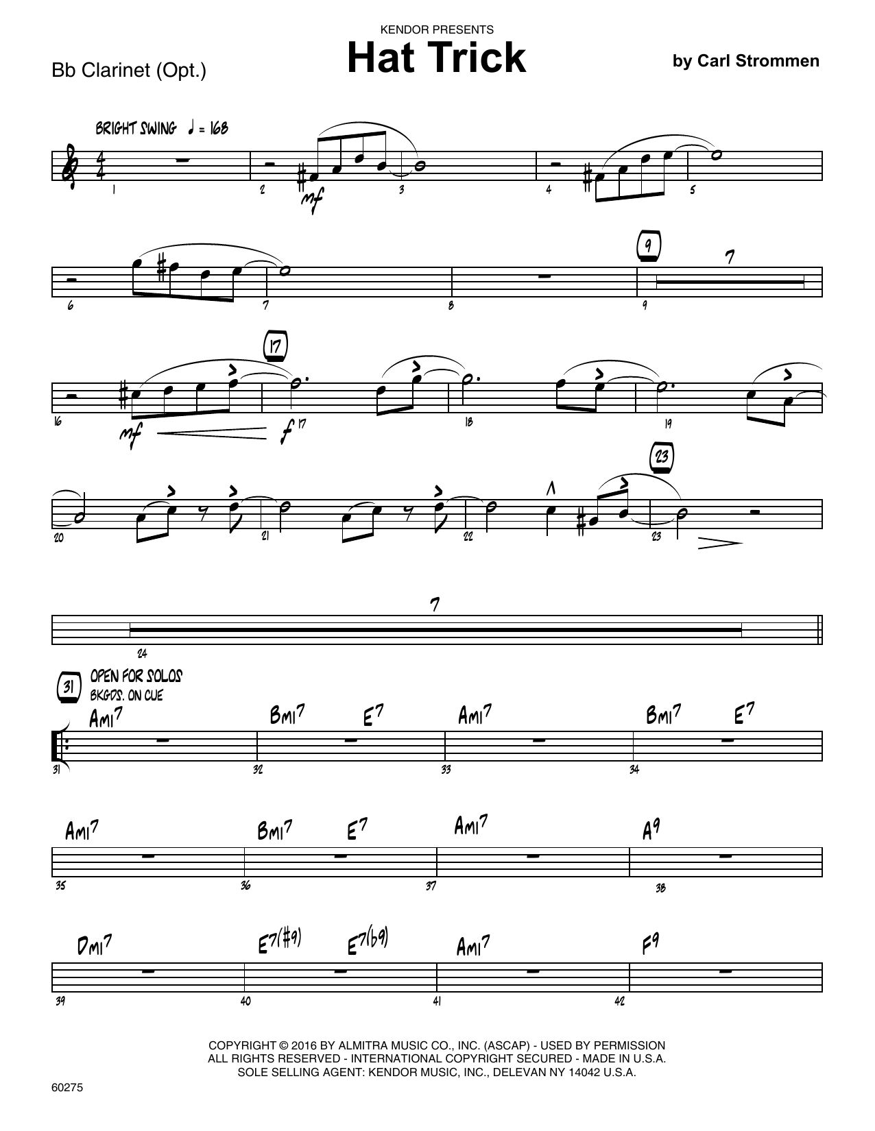 Download Carl Strommen Hat Trick - Bb Clarinet Sheet Music