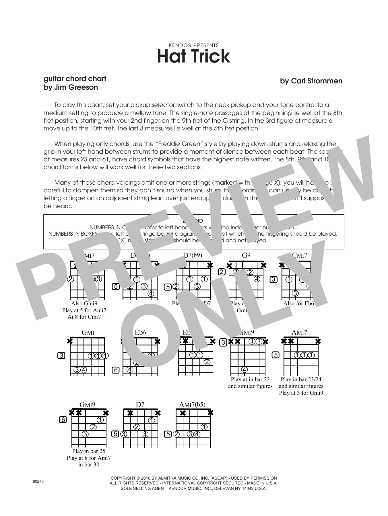 Download Carl Strommen Hat Trick - Guitar Chord Chart Sheet Music