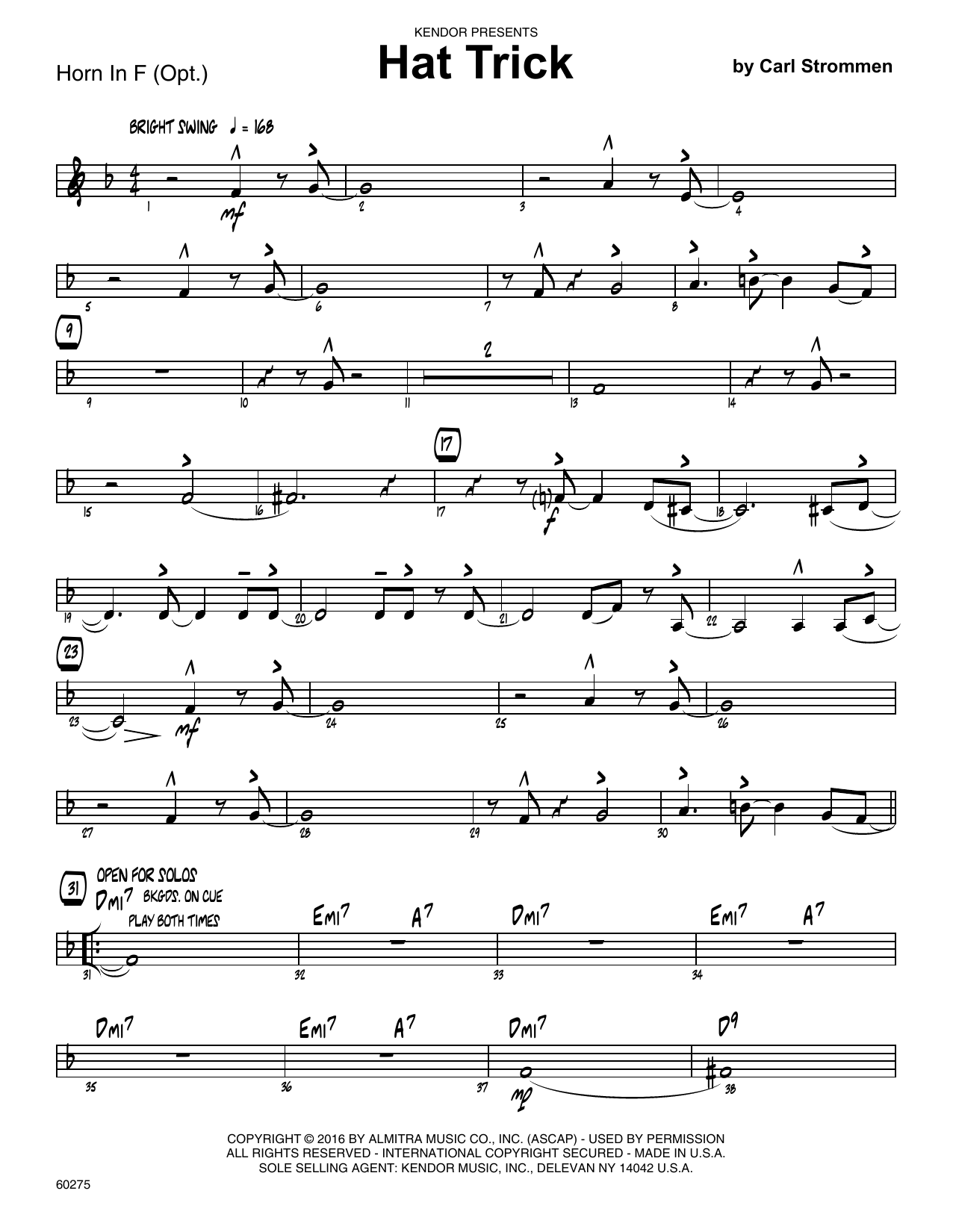 Download Carl Strommen Hat Trick - Horn in F Sheet Music