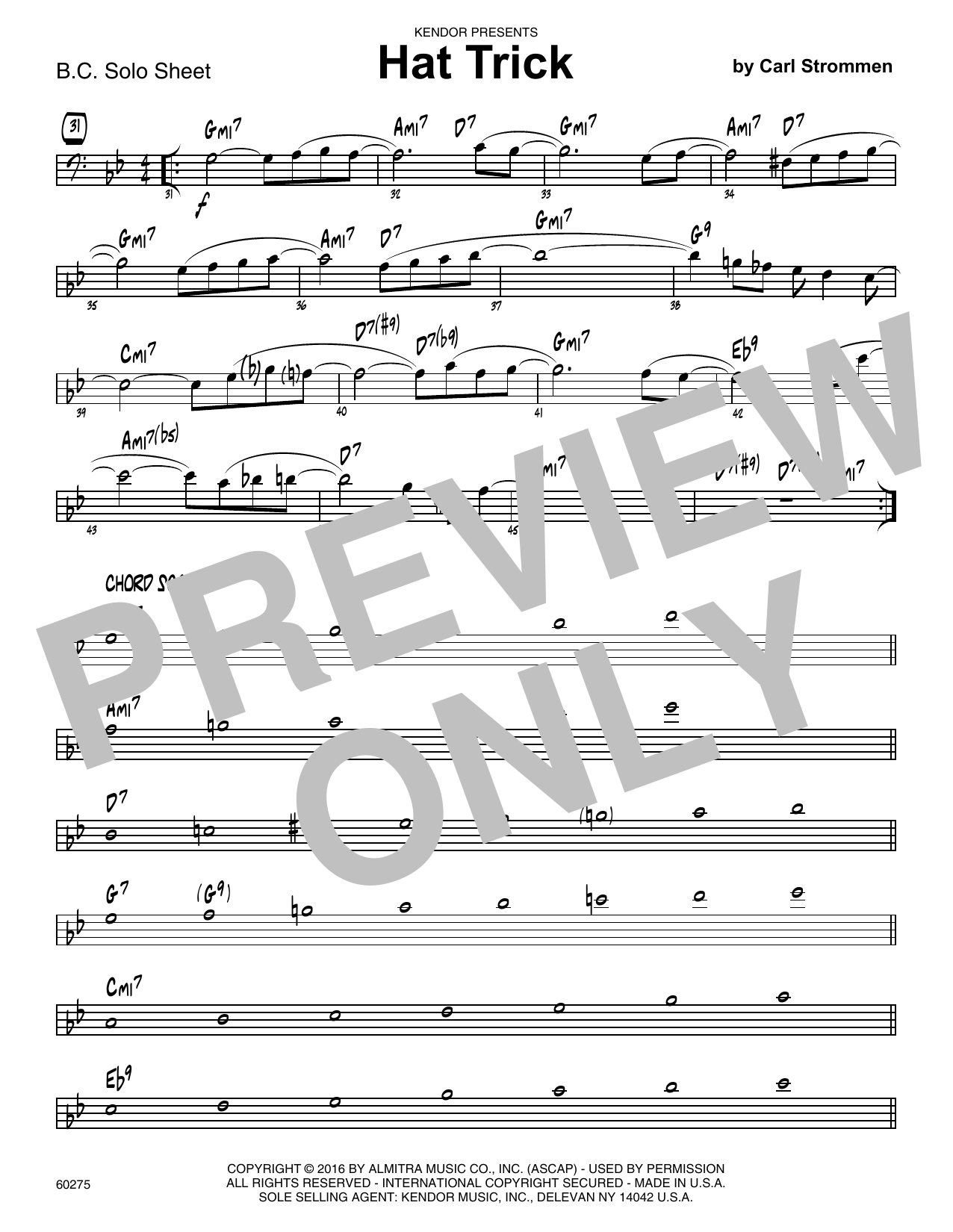 Download Carl Strommen Hat Trick - Sample Solo - Bass Clef Ins Sheet Music