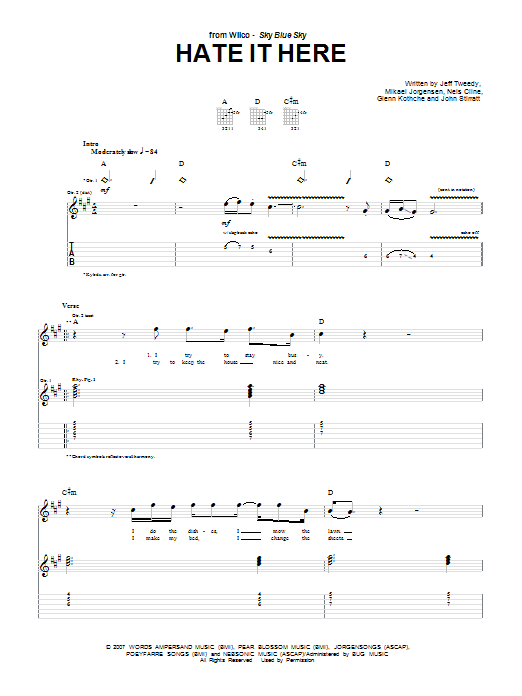 Download Wilco Hate It Here Sheet Music