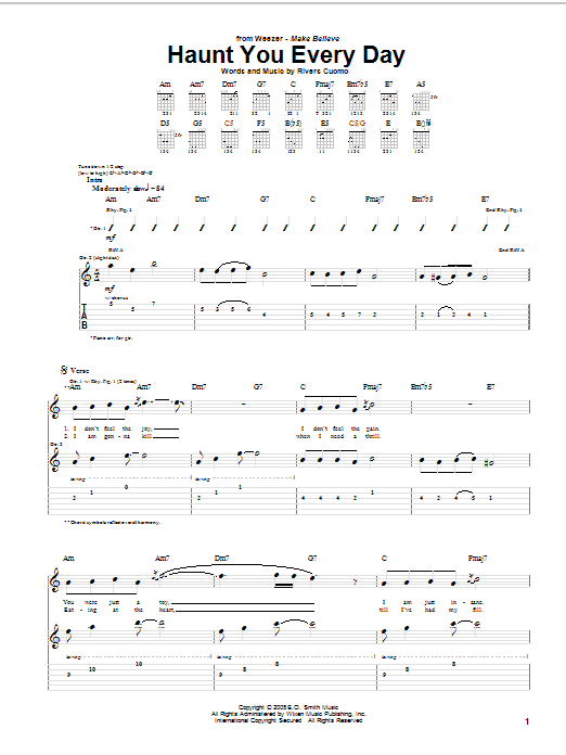 Download Weezer Haunt You Every Day Sheet Music