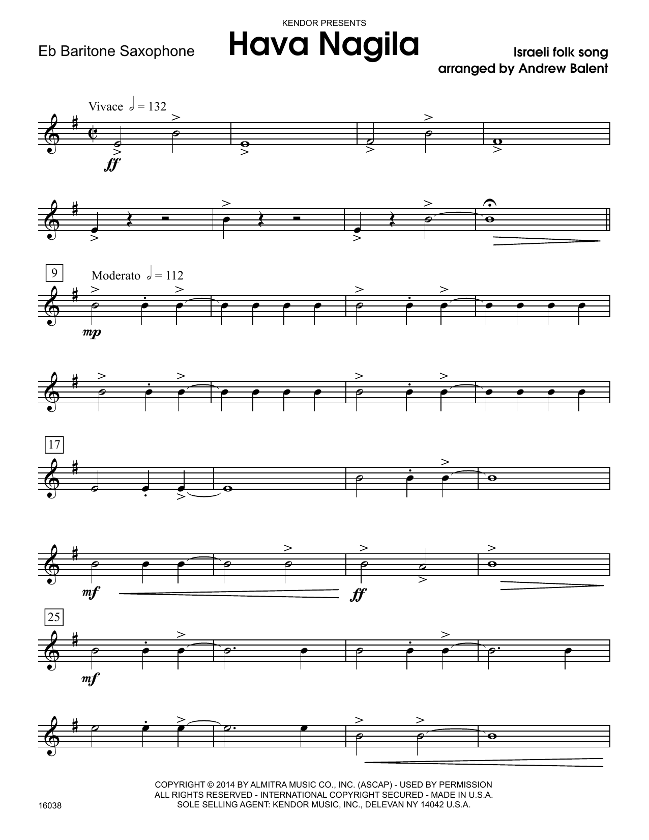Download Andrew Balent Hava Nagila - Eb Baritone Saxophone Sheet Music