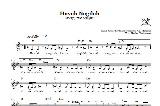 Download Moshe Nathanson Havah Nagilah (Rise Up; Let Us Be Joyfu Sheet Music
