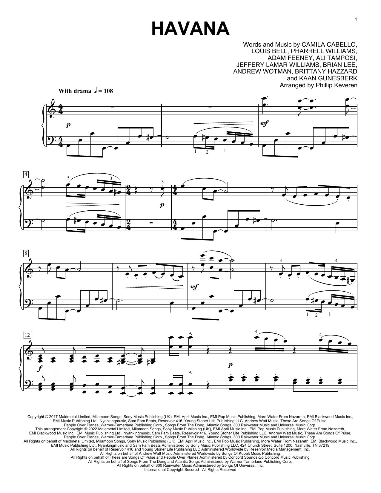 Download Camila Cabello Havana (feat. Young Thug) (arr. Phillip Sheet Music