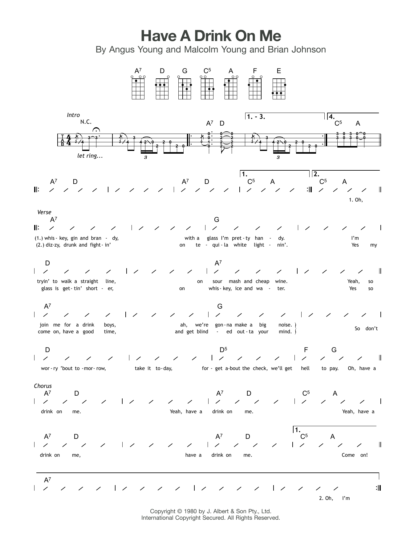 Download AC/DC Have A Drink On Me Sheet Music