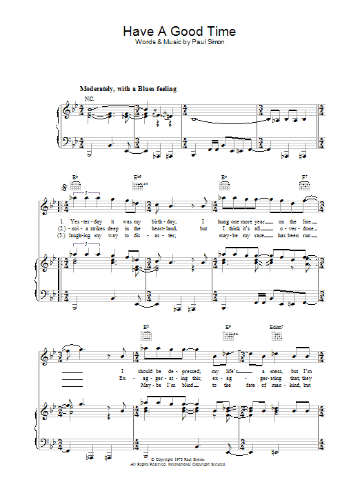 Download Paul Simon Have A Good Time Sheet Music