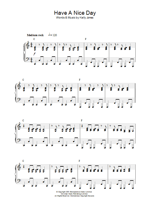 Download Stereophonics Have A Nice Day Sheet Music