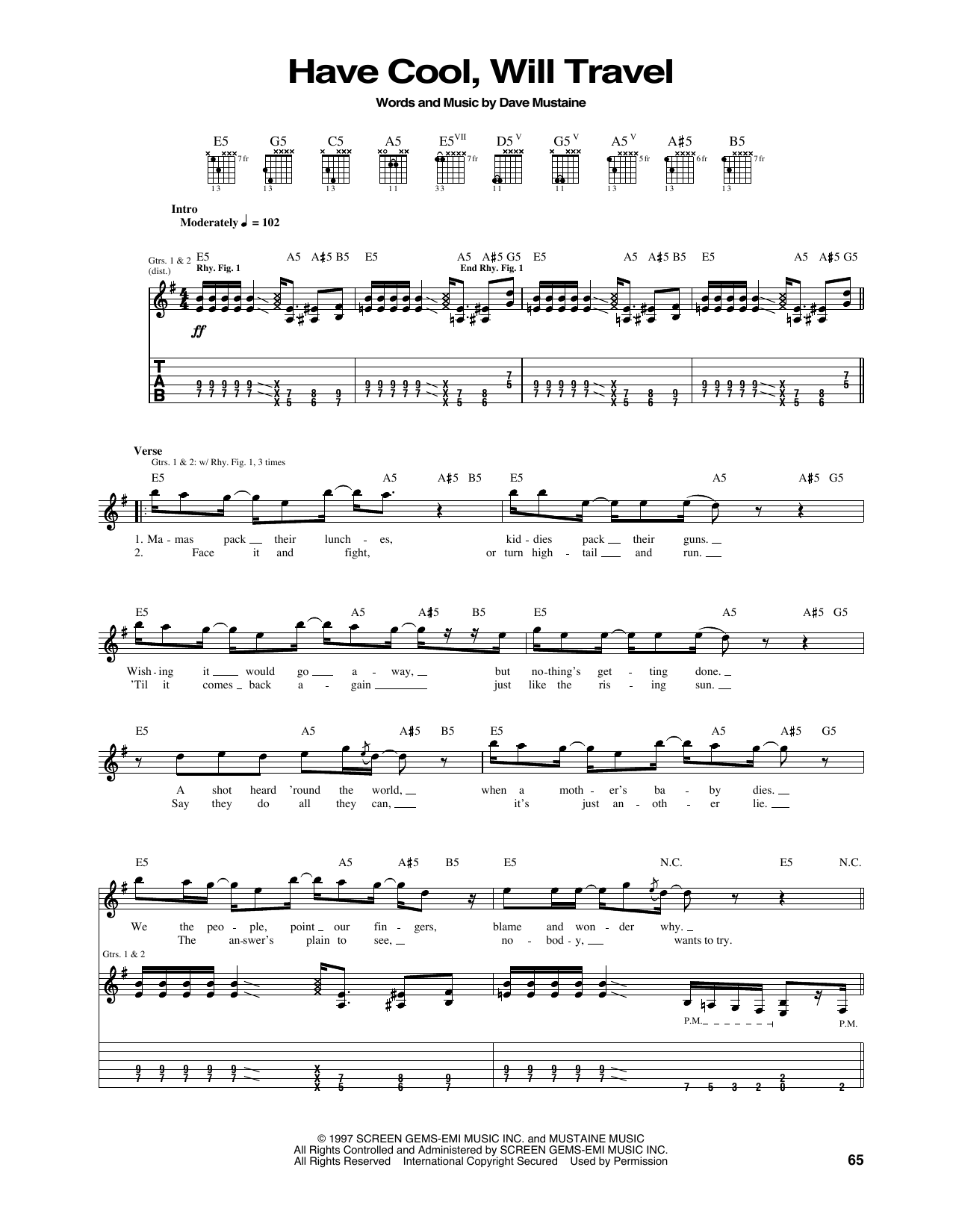 Download Megadeth Have Cool, Will Travel Sheet Music