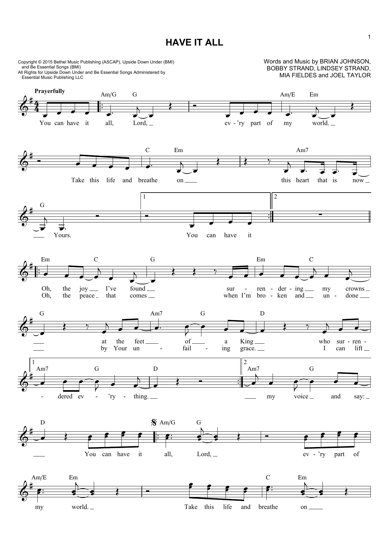 Download Lindsey Strand Have It All Sheet Music