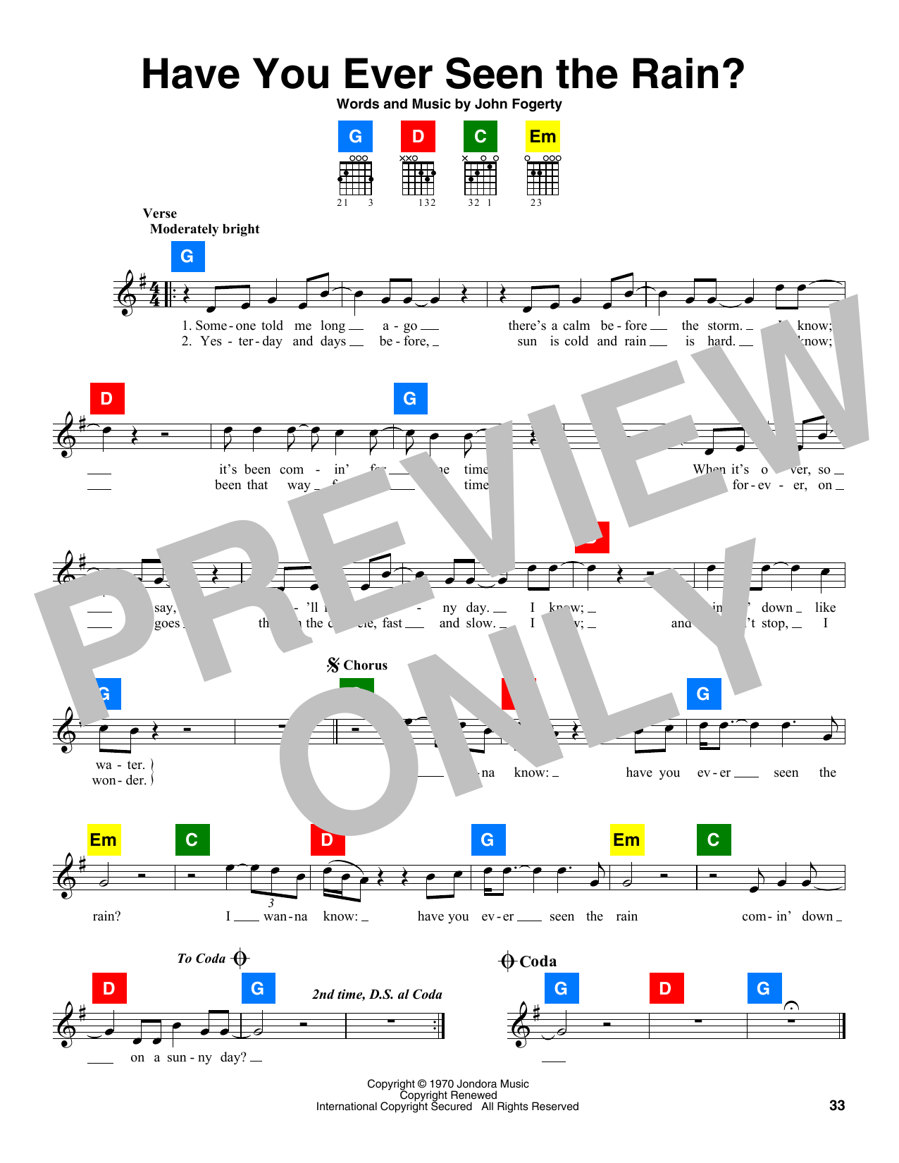 Download Creedence Clearwater Revival Have You Ever Seen The Rain? Sheet Music