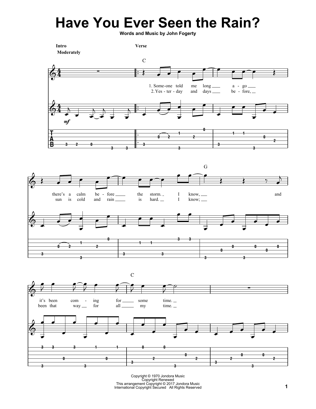Download Creedence Clearwater Revival Have You Ever Seen The Rain? Sheet Music