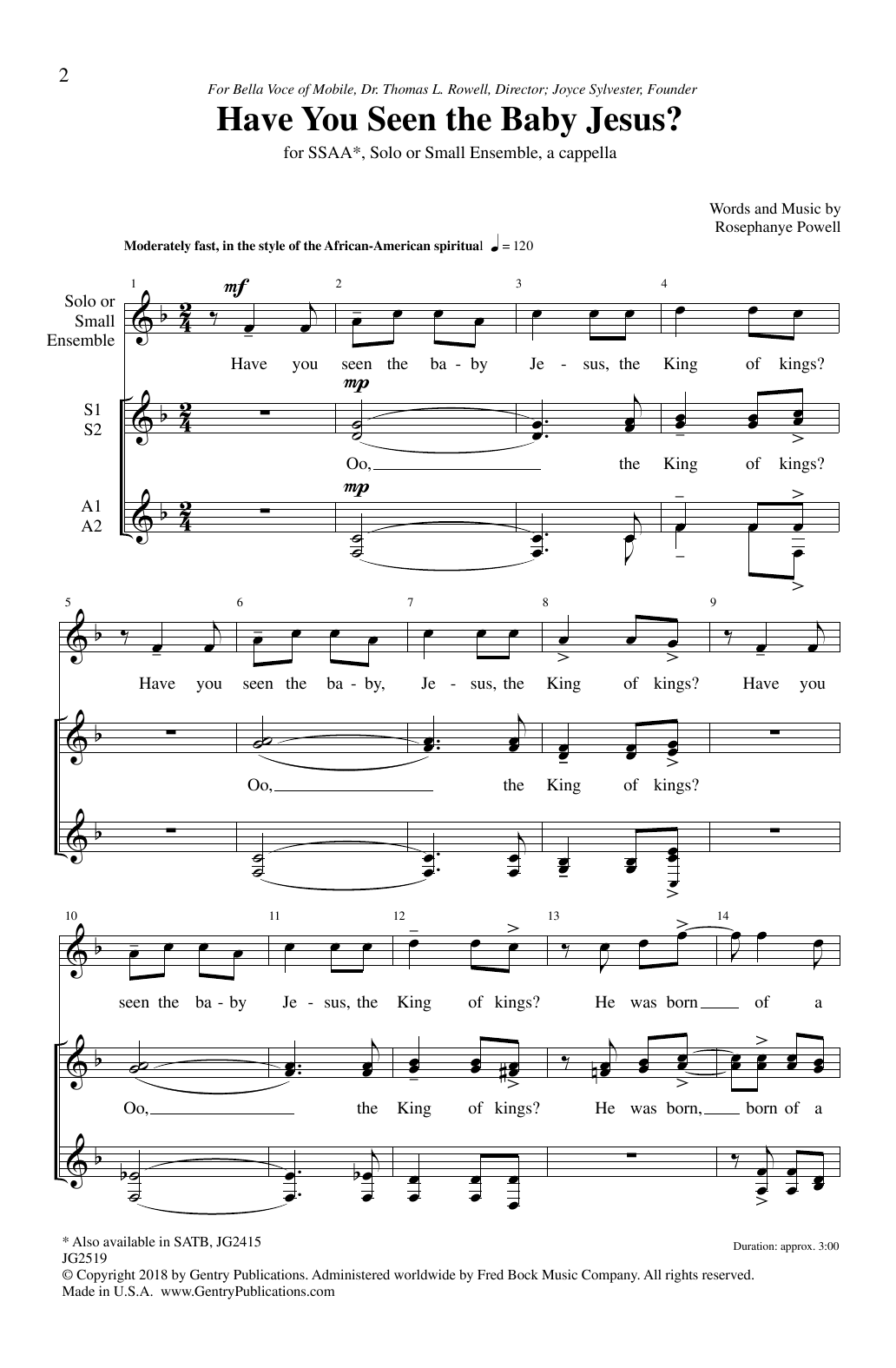 Download Rosephanye Powell Have You Seen The Baby Jesus Sheet Music