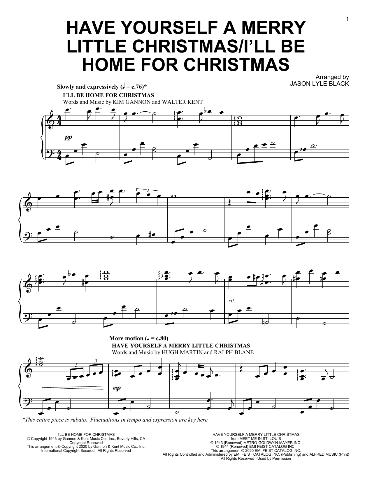 Download Jason Lyle Black Have Yourself A Merry Little Christmas/ Sheet Music