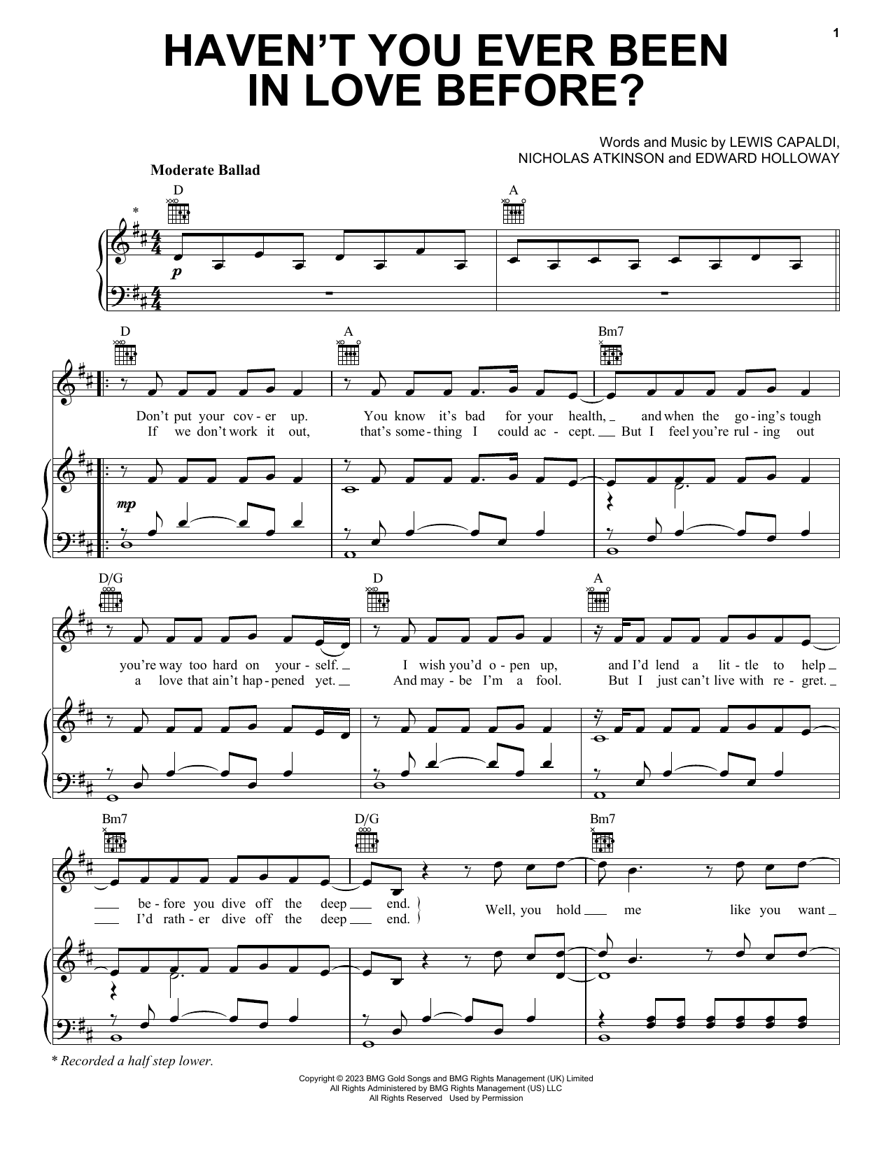 Download Lewis Capaldi Haven't You Ever Been In Love Before? Sheet Music