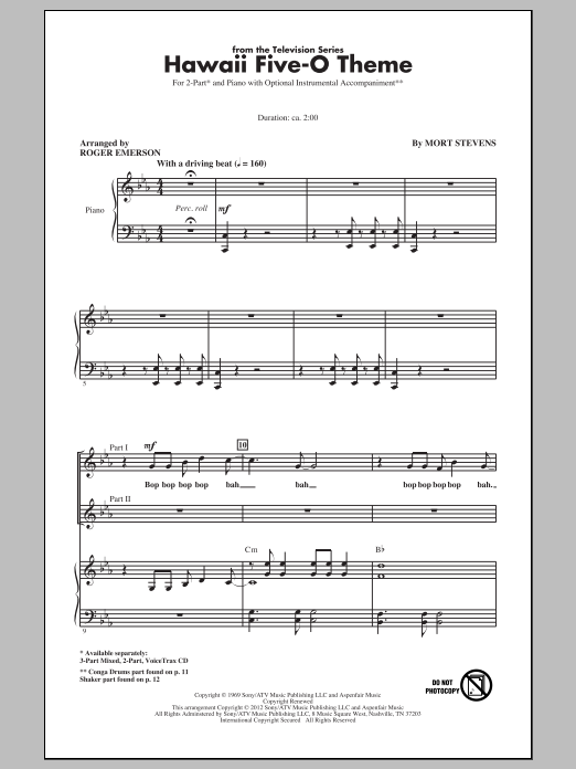Download Mort Stevens Hawaii Five-O Theme (arr. Roger Emerson Sheet Music