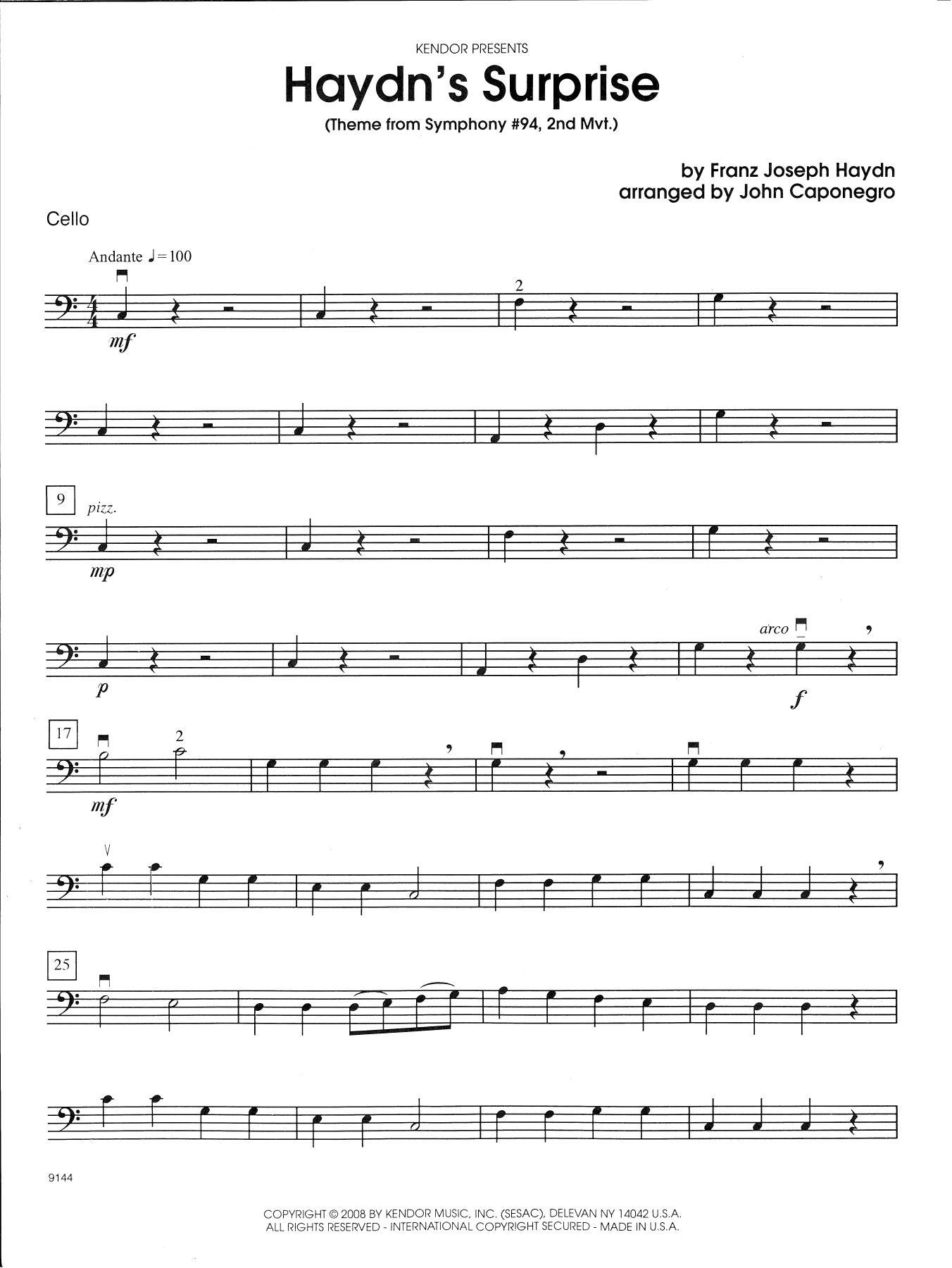 Download John Caponegro Haydn's Surprise (Theme from Symphony # Sheet Music