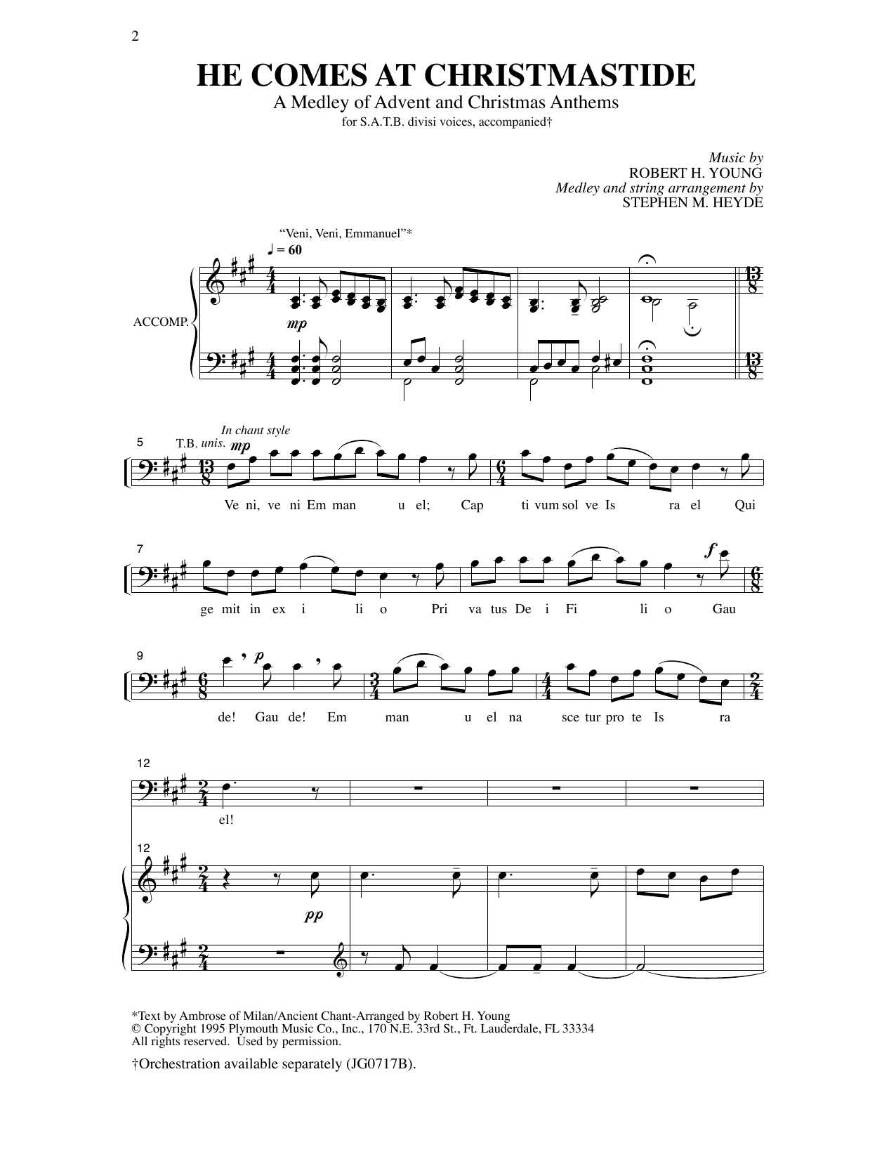 Robert Young He Comes At Christmastide (arr. Stephen Heyde) sheet music notes printable PDF score