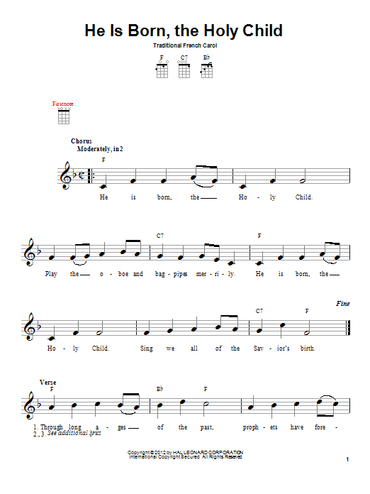 Download Traditional Carol He Is Born Sheet Music
