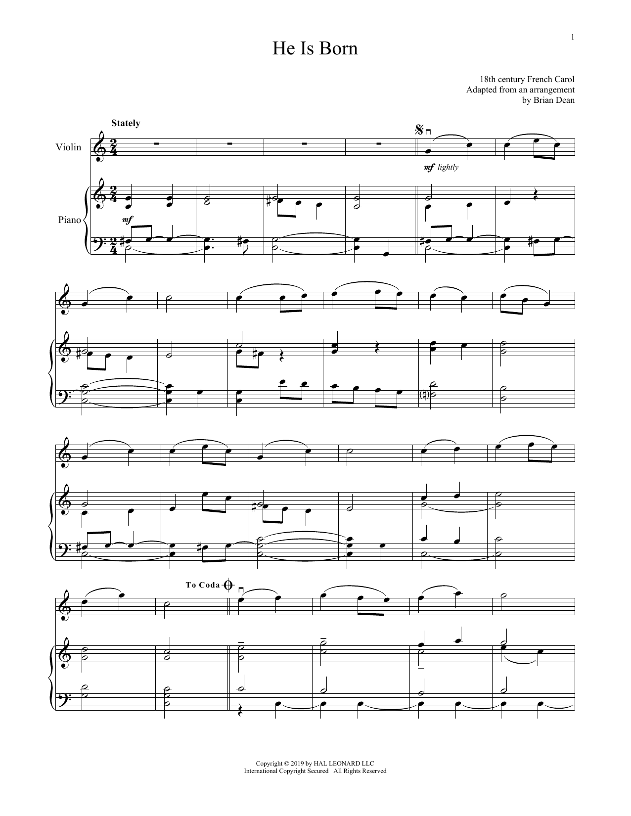 Download Traditional French Carol He Is Born Sheet Music