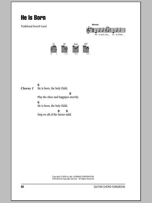 Download Traditional French Carol He Is Born Sheet Music