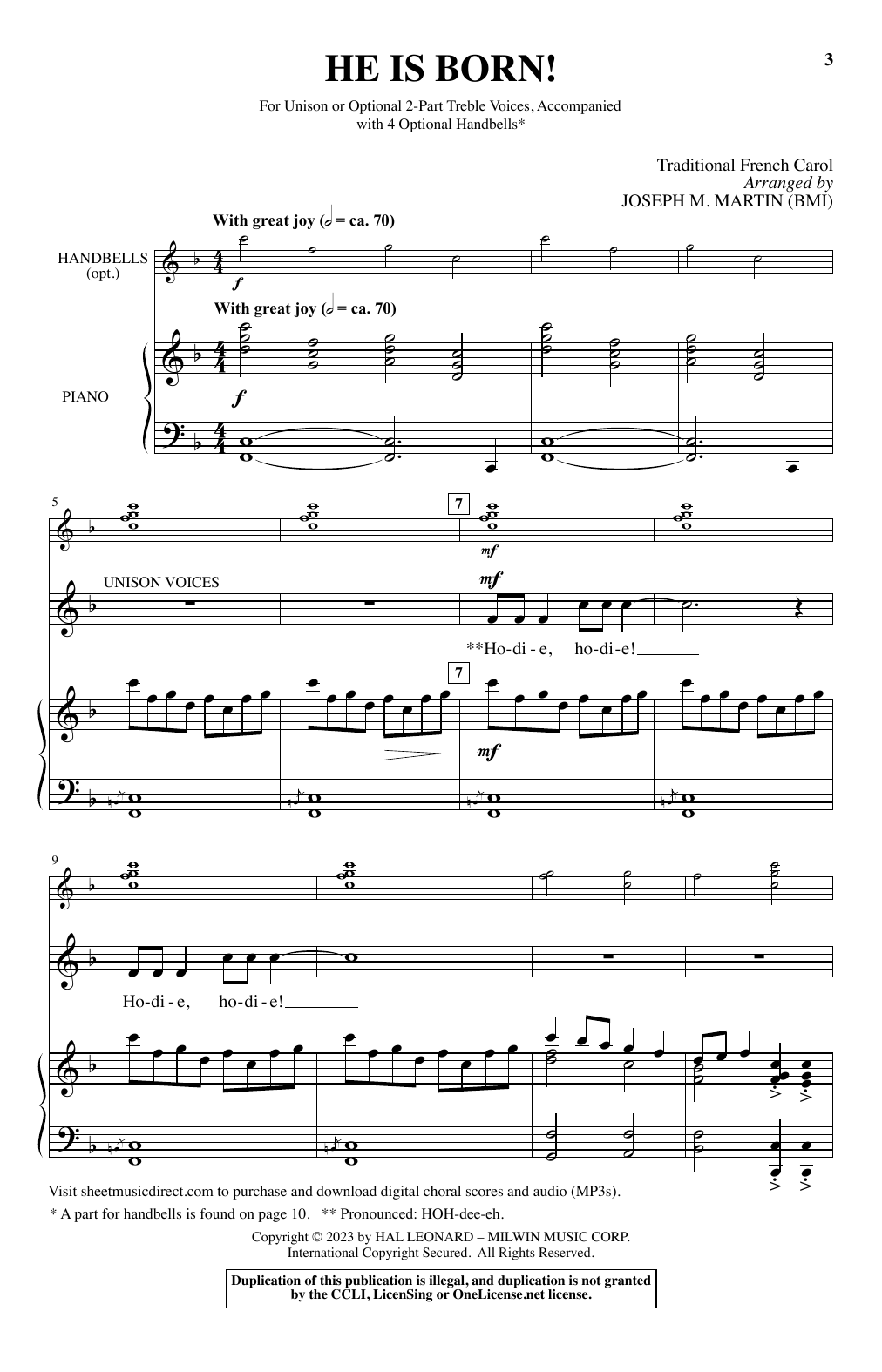 Download Traditional French Carol He Is Born! (arr. Joseph M. Martin) Sheet Music