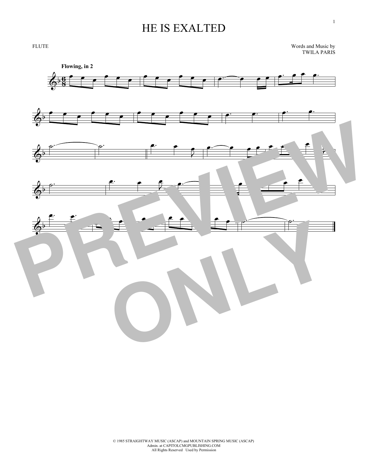 Twila Paris He Is Exalted sheet music notes printable PDF score