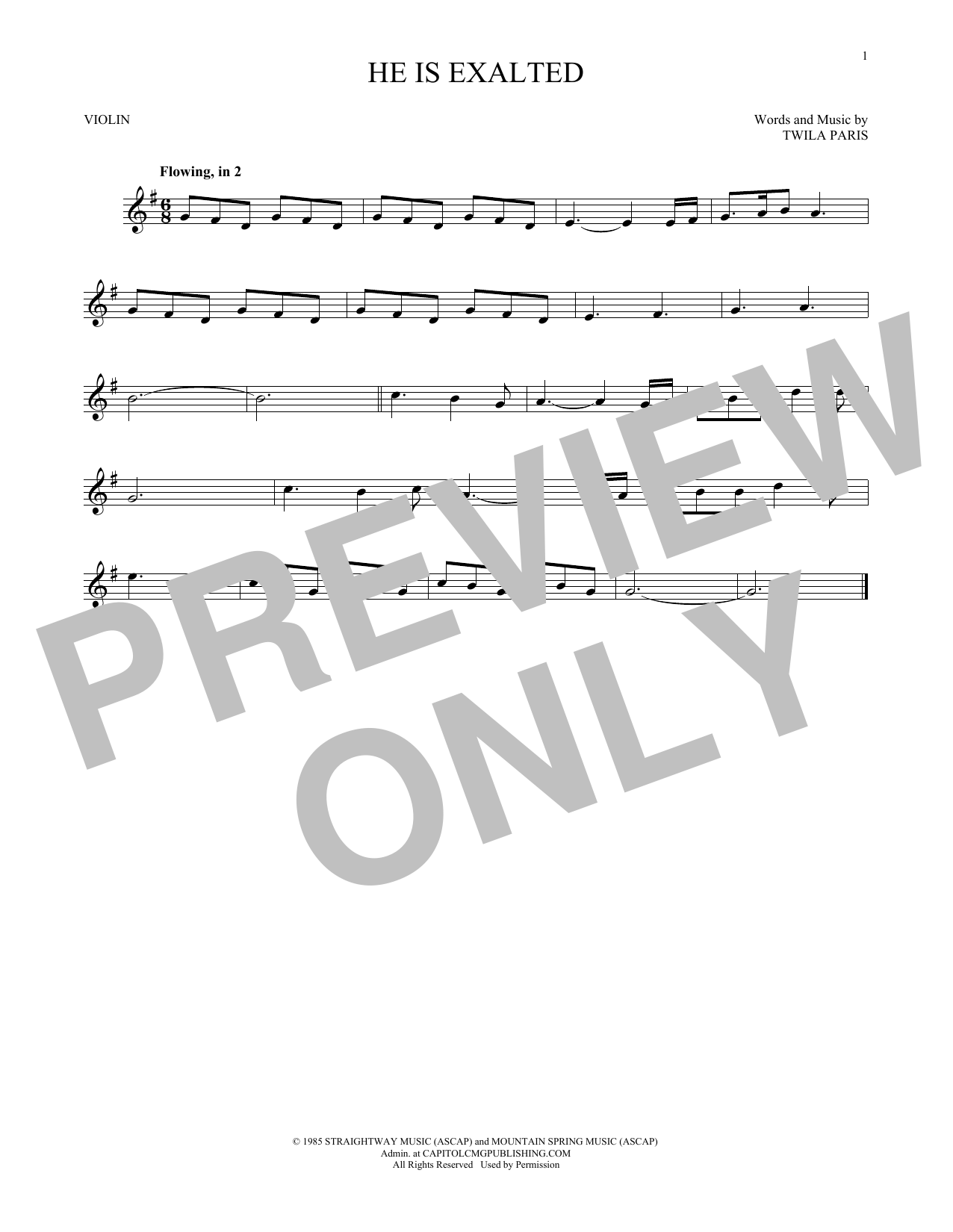 Twila Paris He Is Exalted sheet music notes printable PDF score