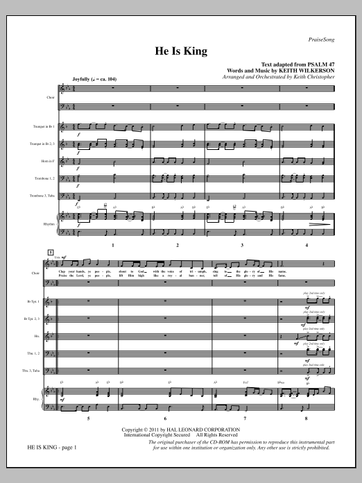 Download Keith Wilkerson He Is King - Full Score Sheet Music