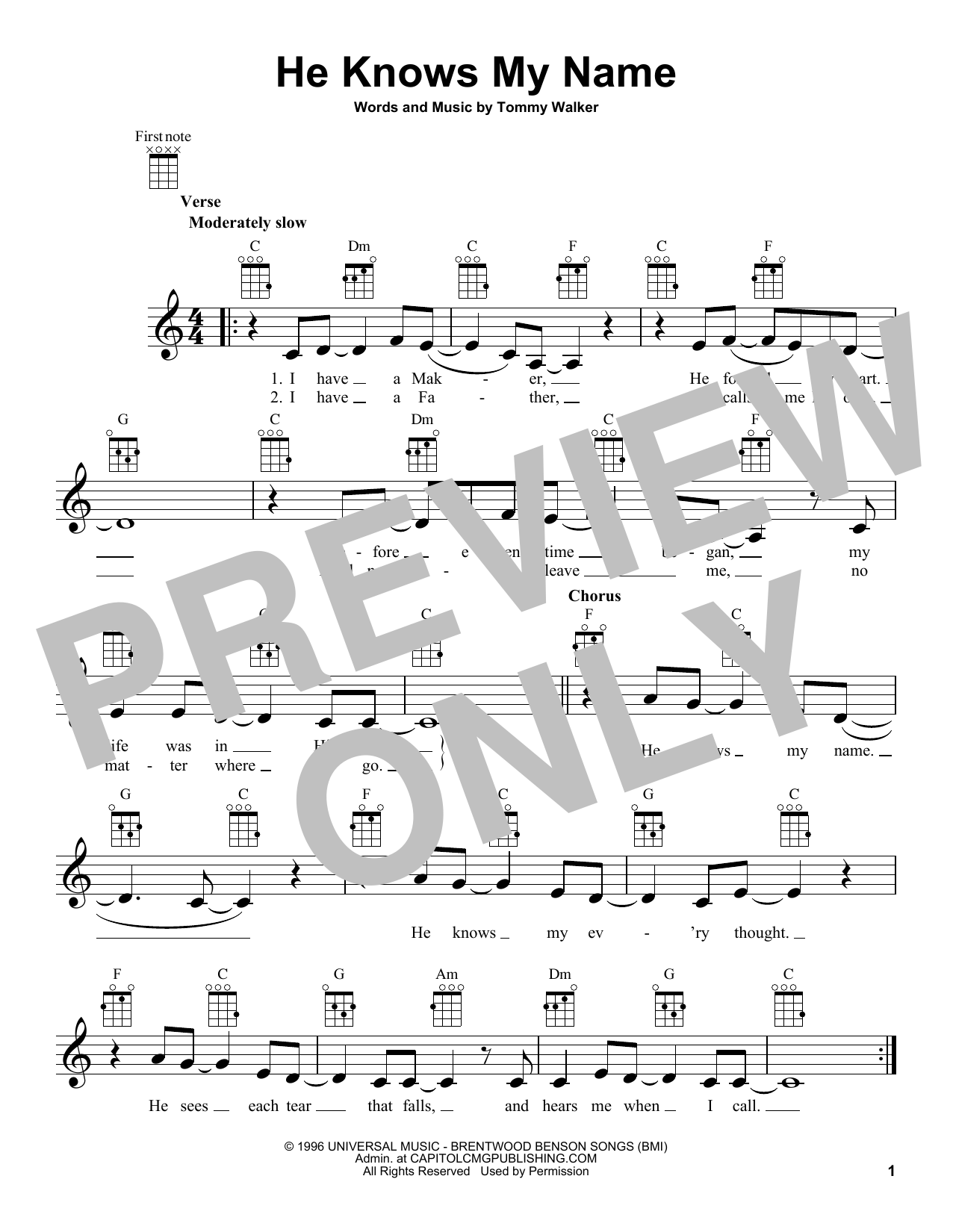 Download Tommy Walker He Knows My Name Sheet Music