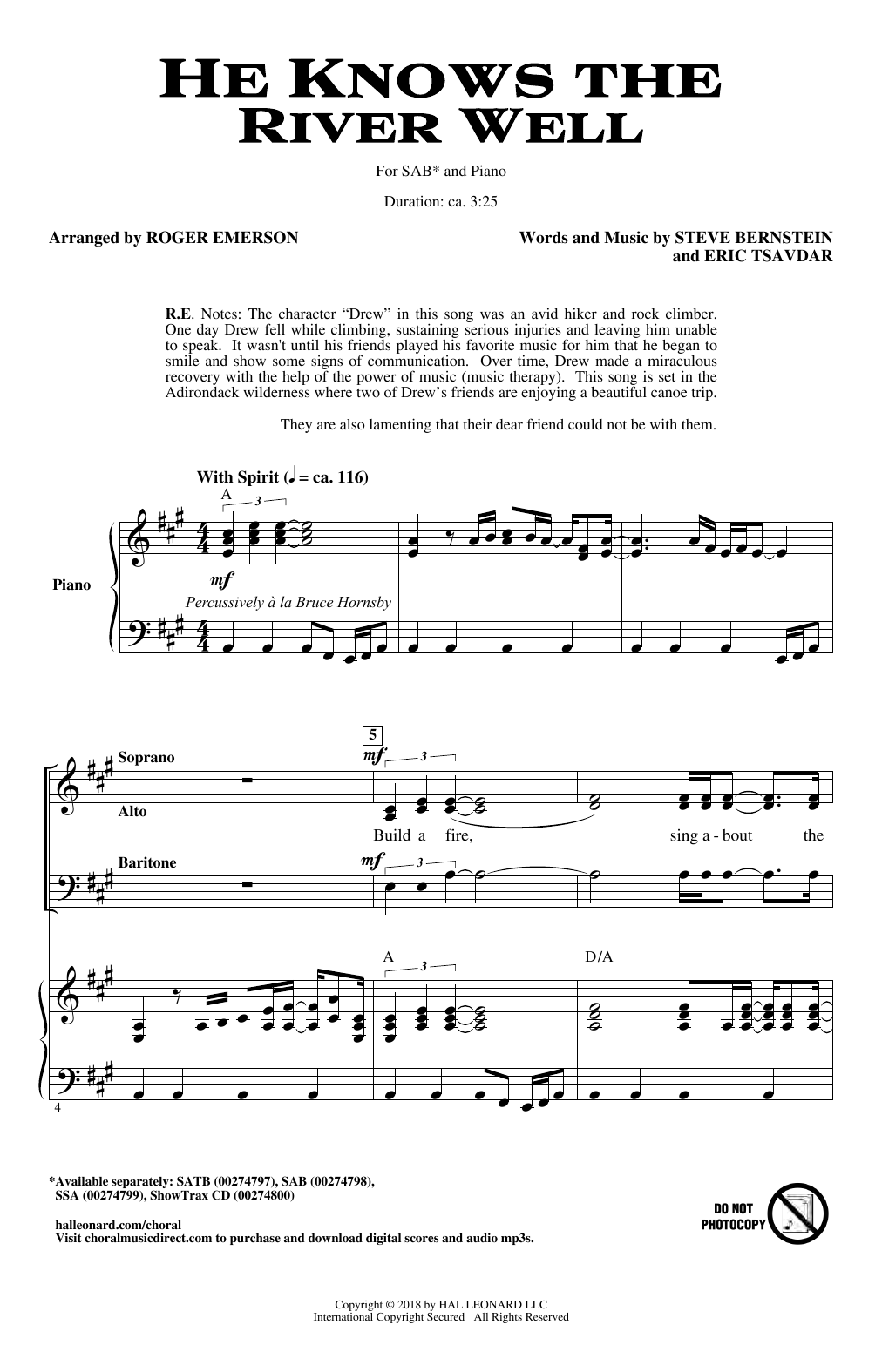 Download Roger Emerson He Knows The River Well Sheet Music