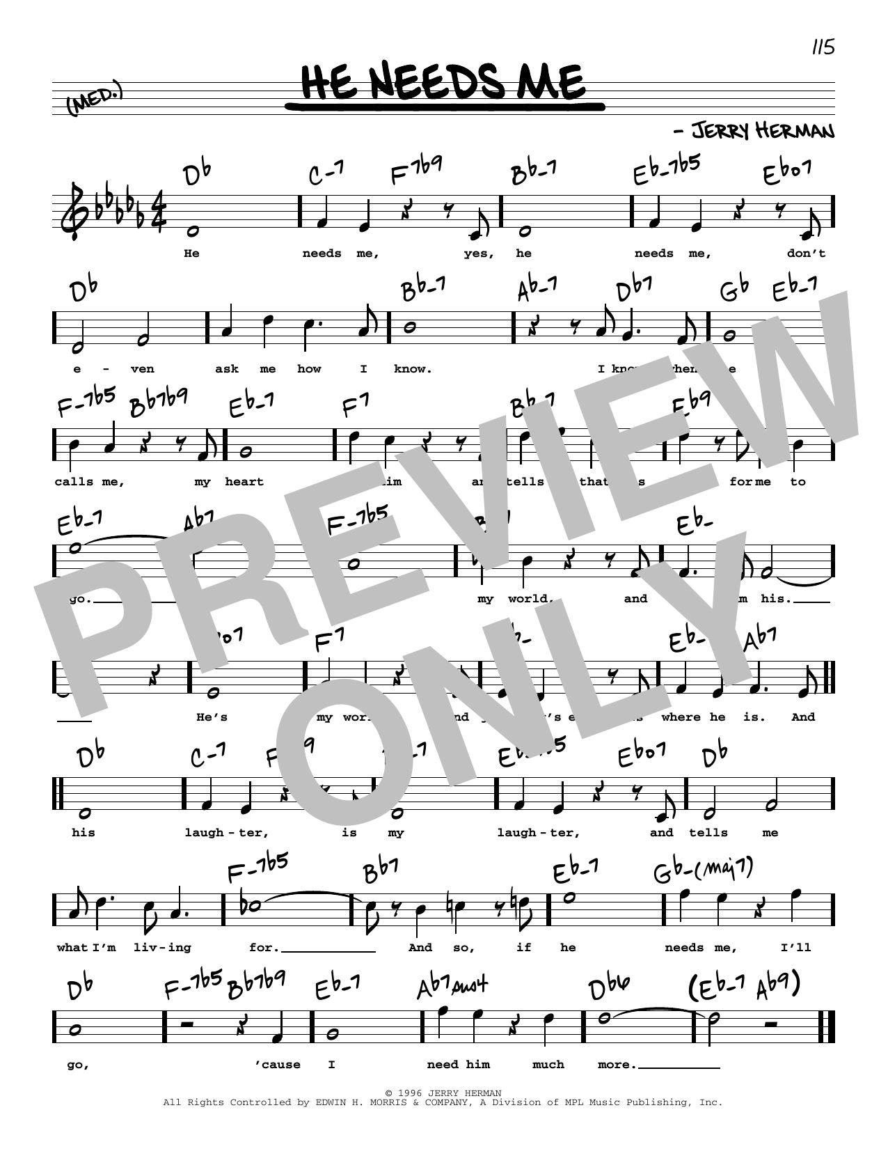Download Jerry Herman He Needs Me (High Voice) Sheet Music