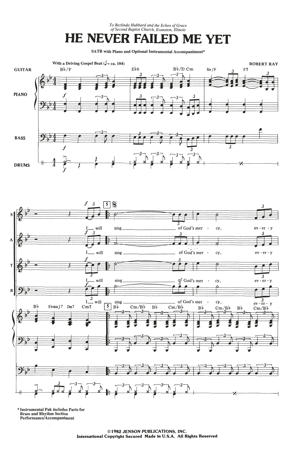 Download Robert Ray He Never Failed Me Yet Sheet Music