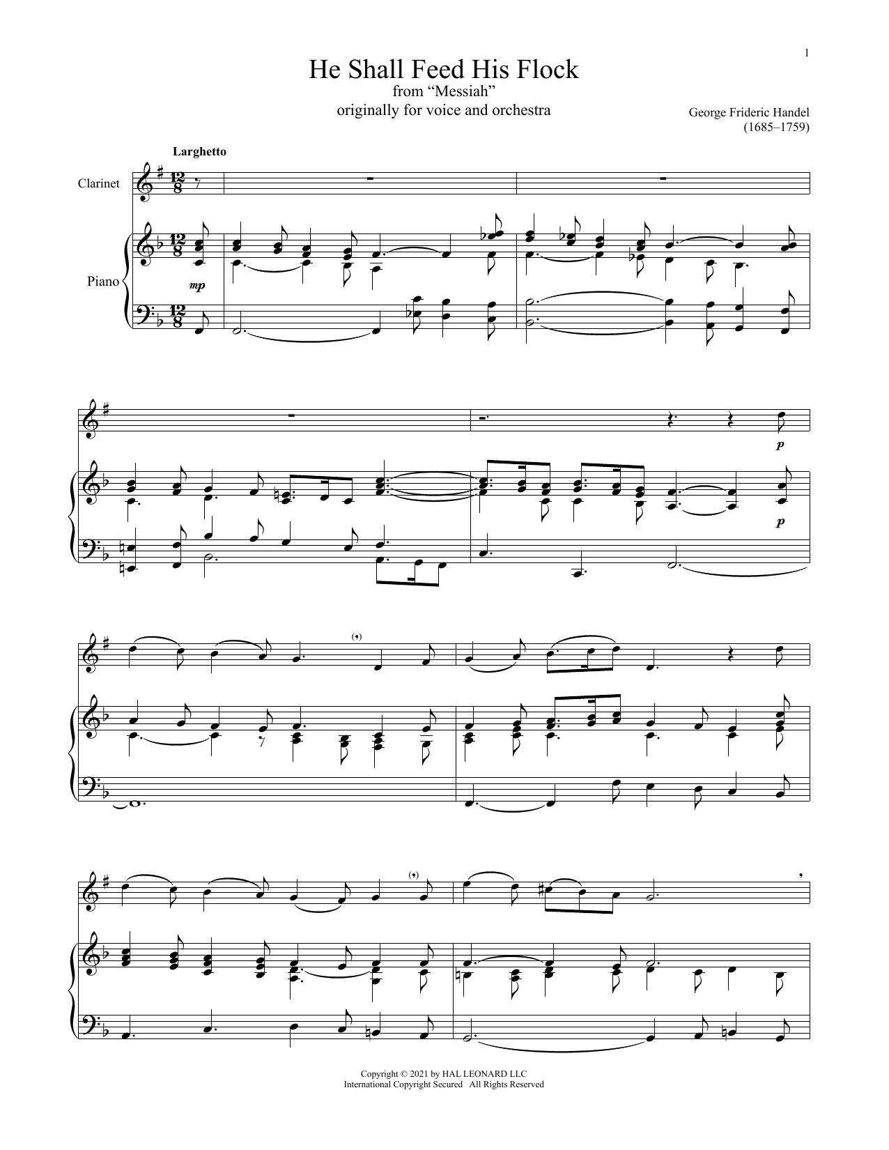 Download George Frideric Handel He Shall Feed His Flock Sheet Music