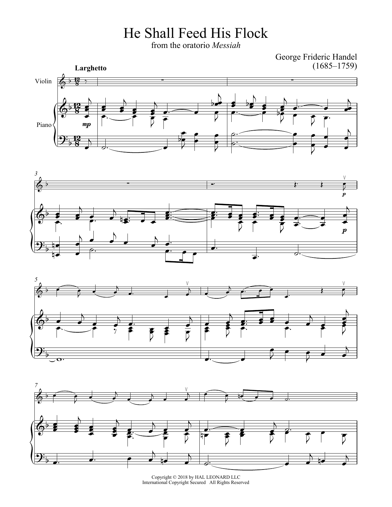 Download George Frideric Handel He Shall Feed His Flock Sheet Music