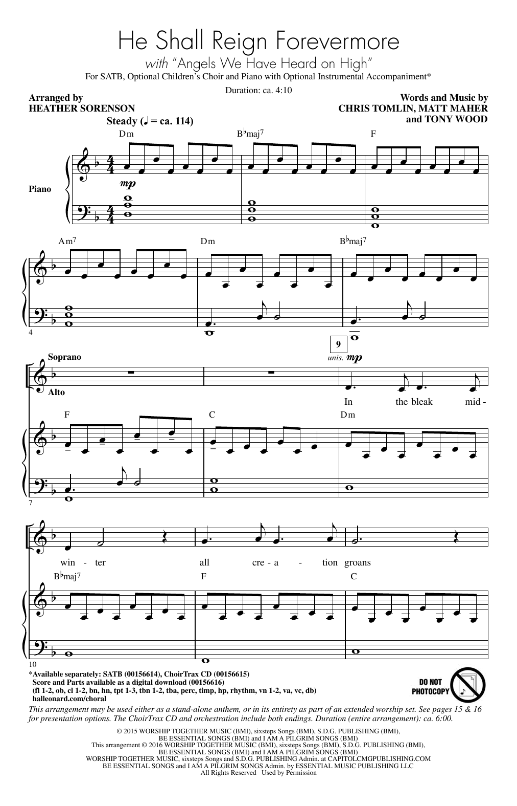 Download Chris Tomlin He Shall Reign Forevermore (arr. Heathe Sheet Music