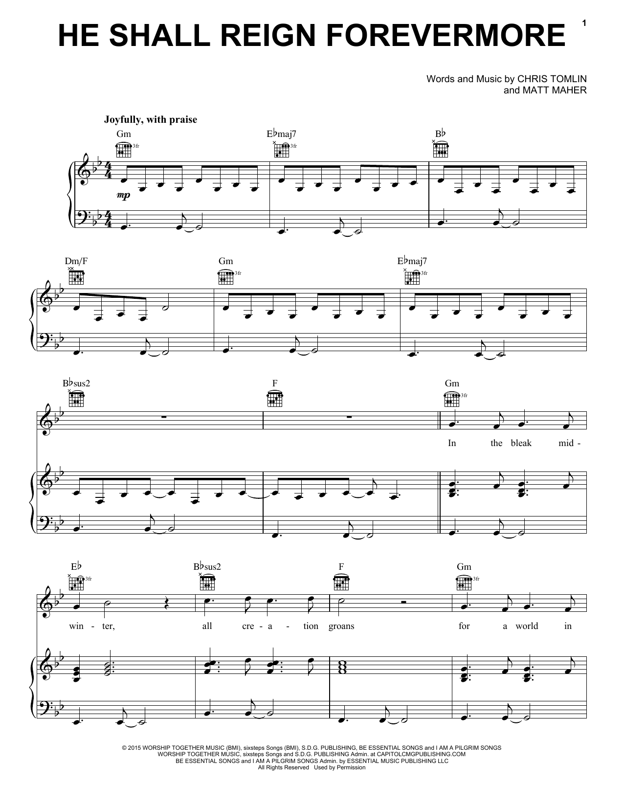 Download Chris Tomlin He Shall Reign Forevermore Sheet Music