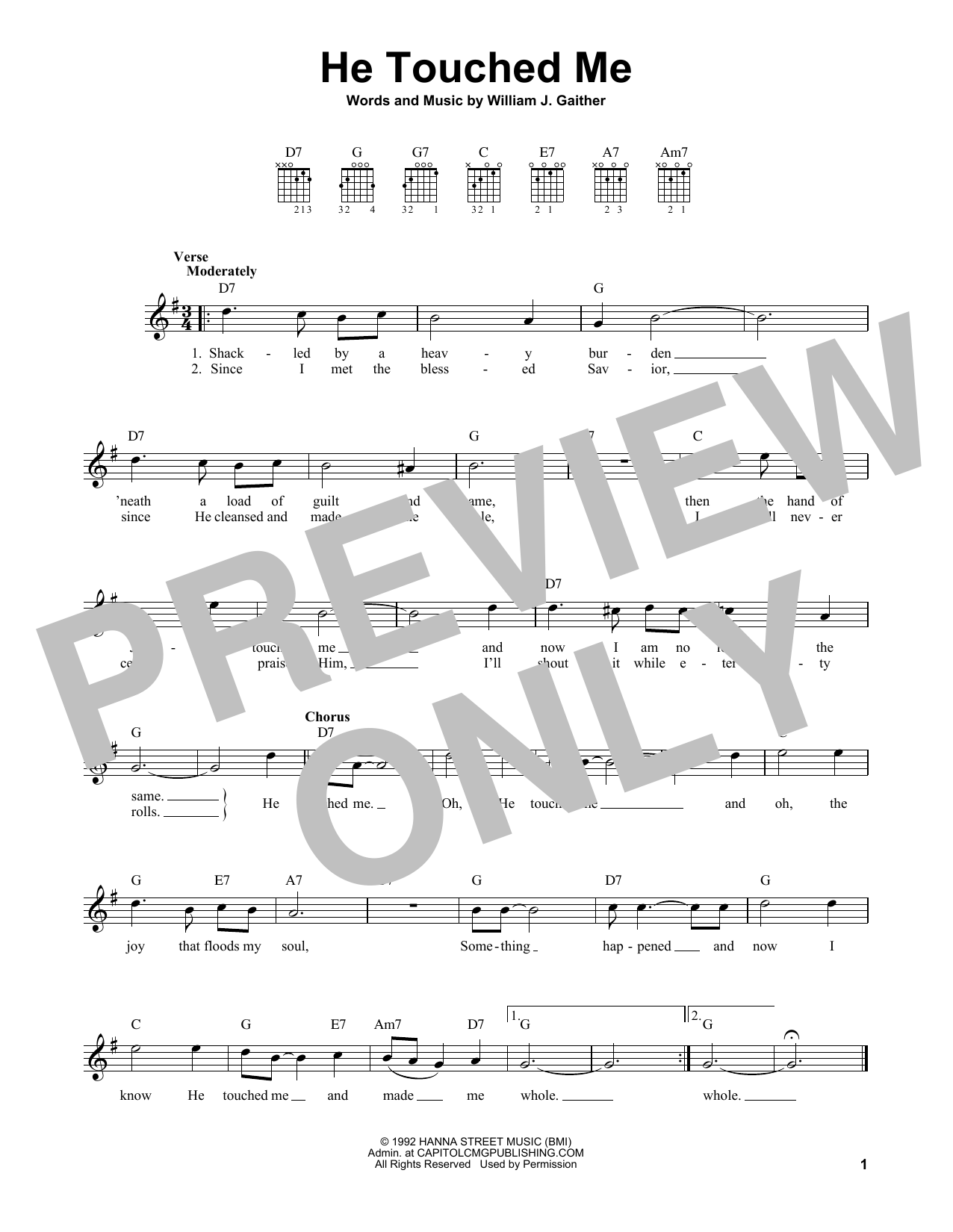 Download Gaither Vocal Band He Touched Me Sheet Music
