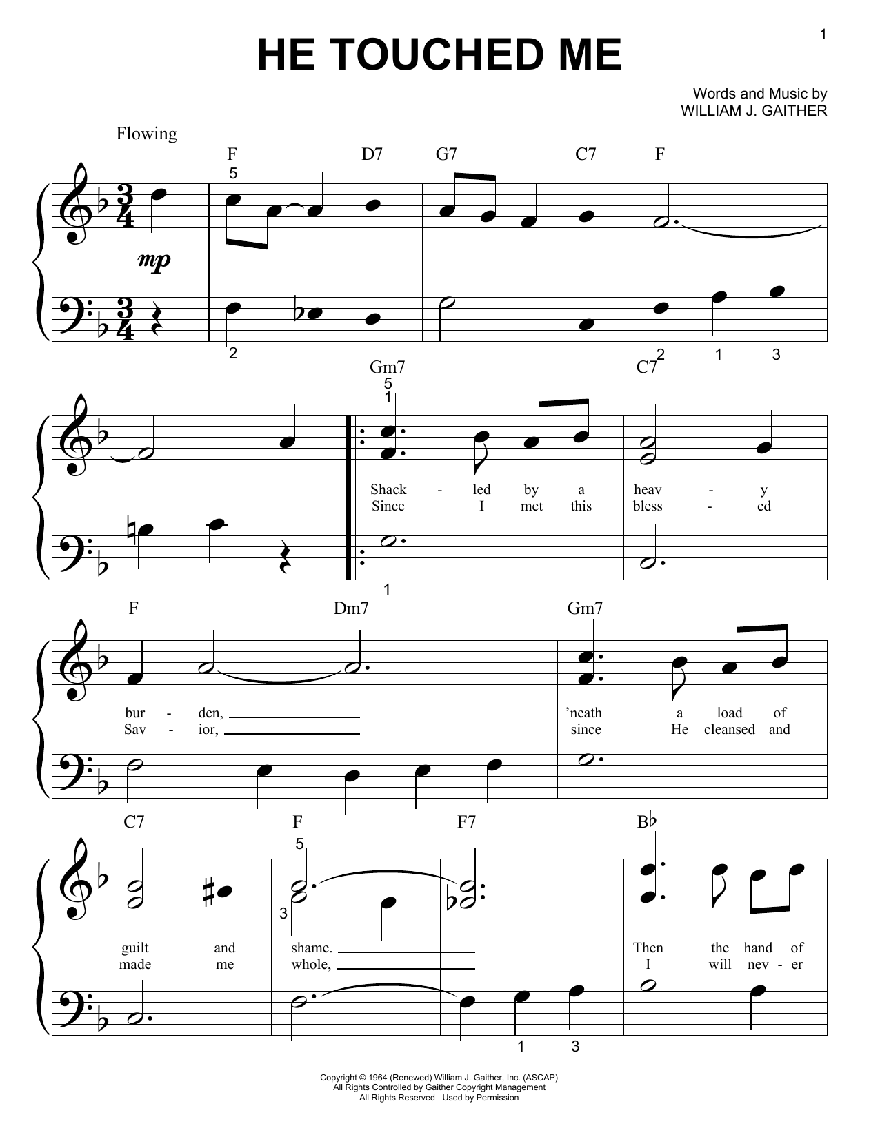 Download Bill & Gloria Gaither He Touched Me Sheet Music