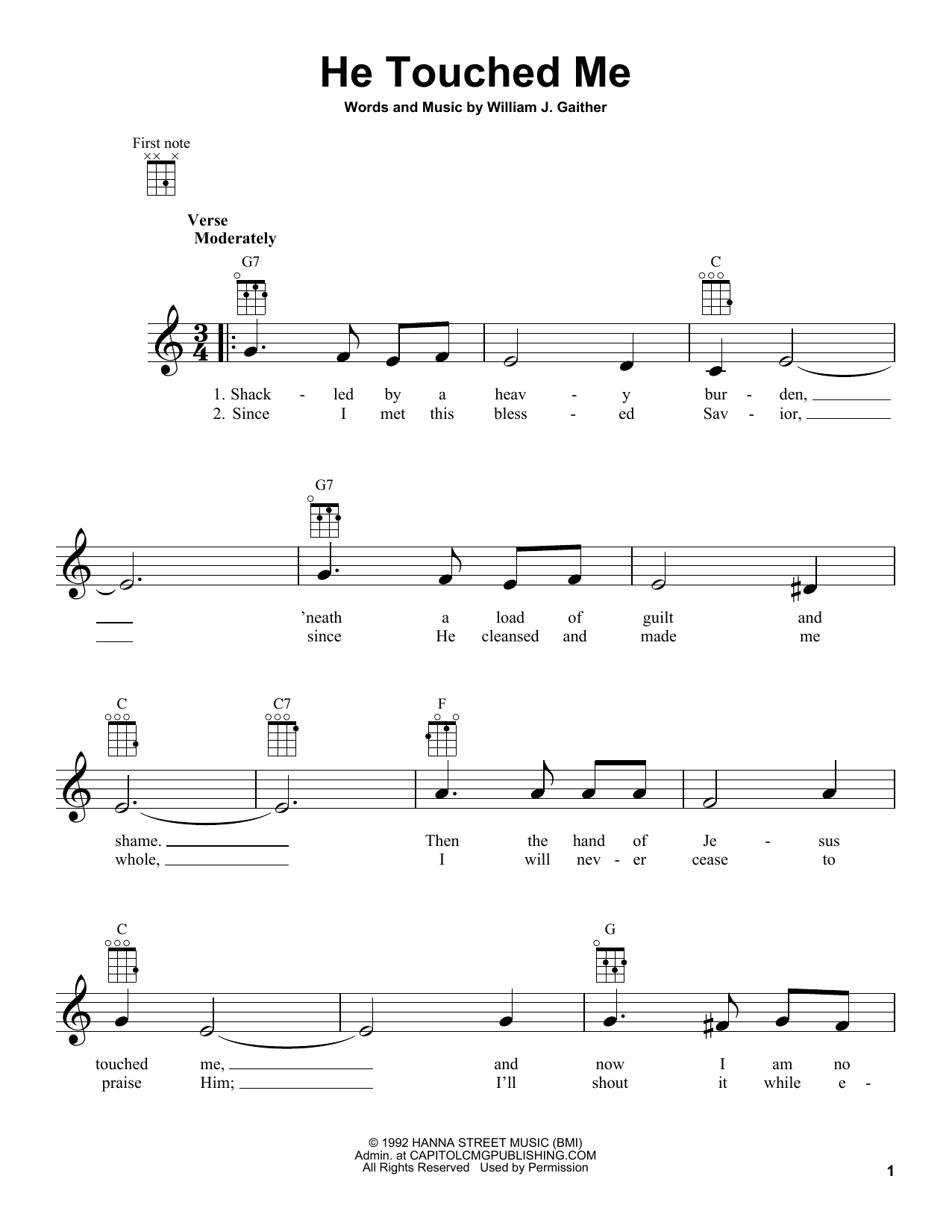Download William J. Gaither He Touched Me Sheet Music