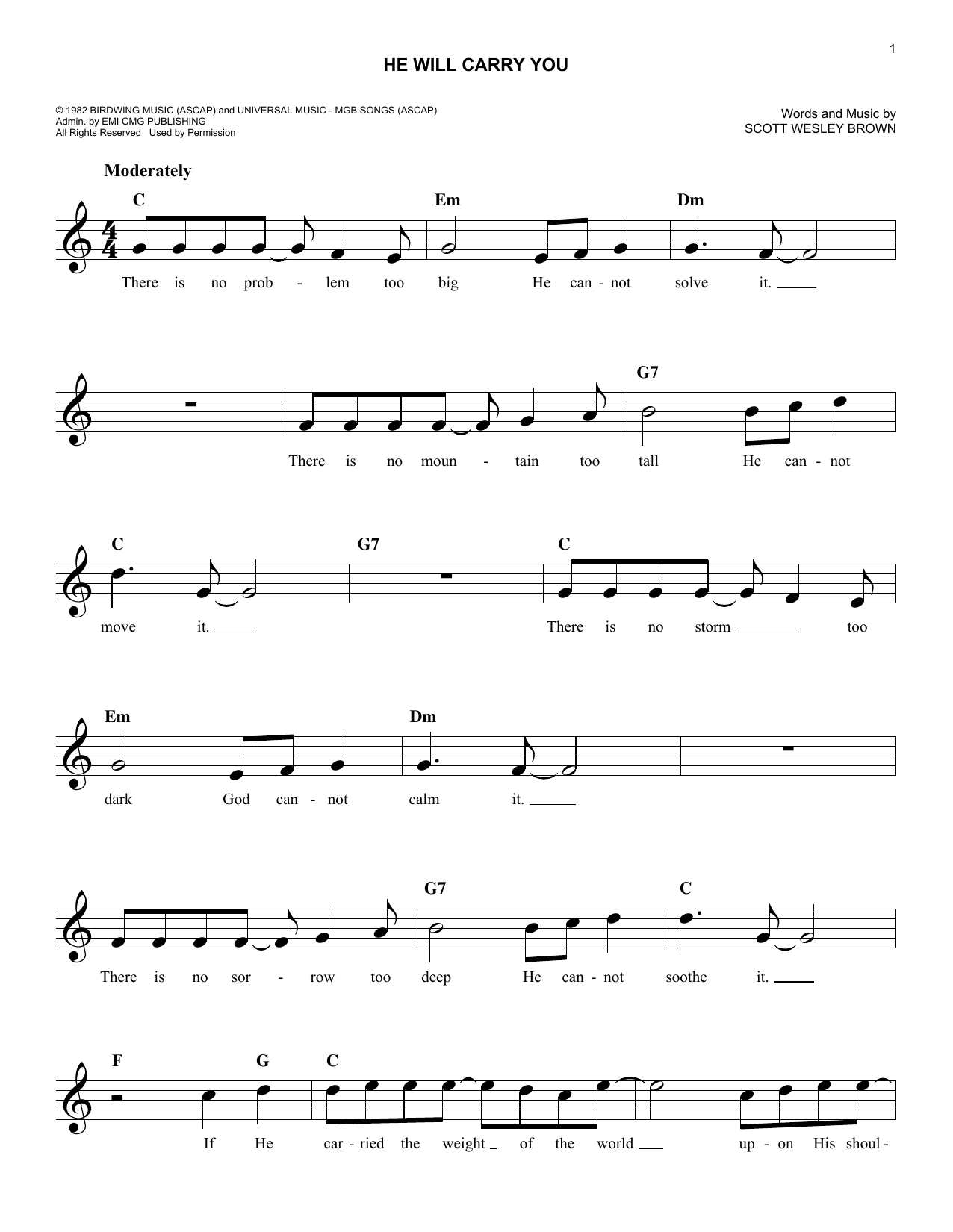 Download Scott Wesley Brown He Will Carry You Sheet Music